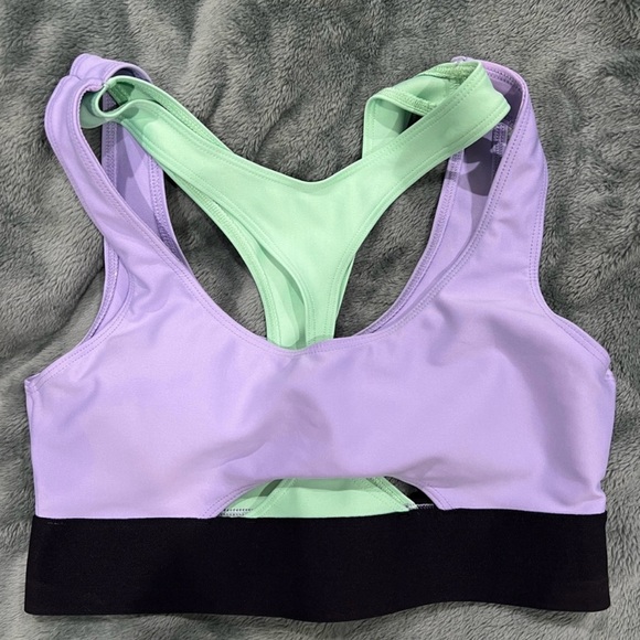 ALO YOGA sz Medium Sports Bra - Purple, Green, and Black - Picture 5 of 7